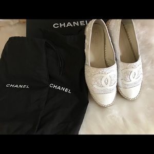 **SOLD** Chanel White Sequin Espadrilles Size 36